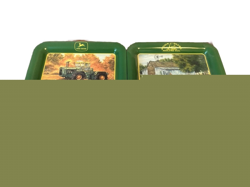Vtg John Deere Tin Collectible Plates Issued 2000 Coin Tray Serving Tray