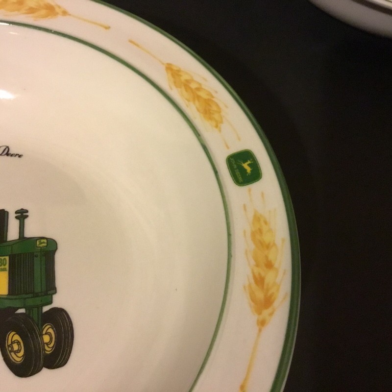 Gibson JOHN DEERE Lot of 2 Soup Salad Bowls Amber Waves Rim Style 8 1/8” Tractor gallery