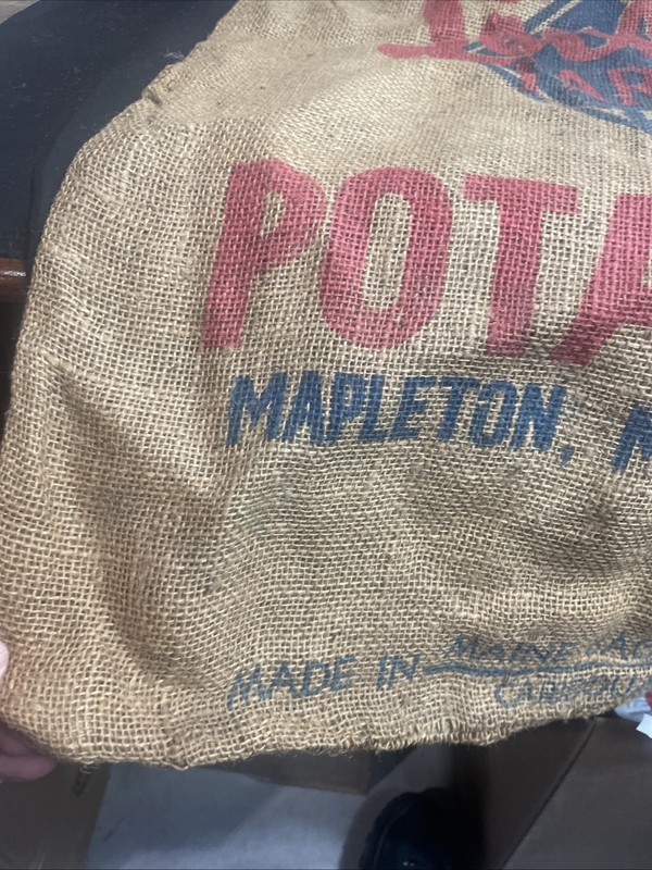 Vintage Maine Lovely Farms Burlap Potato Sack 100lb ~ 21” x 36” Americana gallery