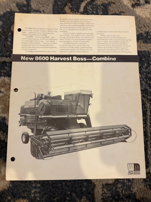 White Tractor 8600 Combine Brochure AMIL26