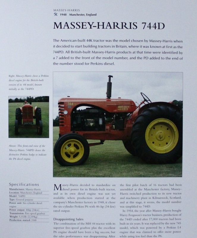 Massey Harris Tractor Picture Article Info Sheet Out of Print Farm Wall Art