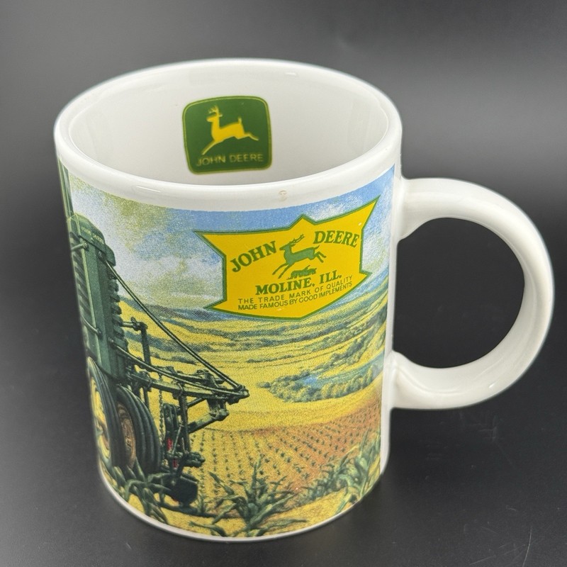 John Deere Gibson Coffee Mug Farm Tractor Scene Logo Green Yellow Cup gallery