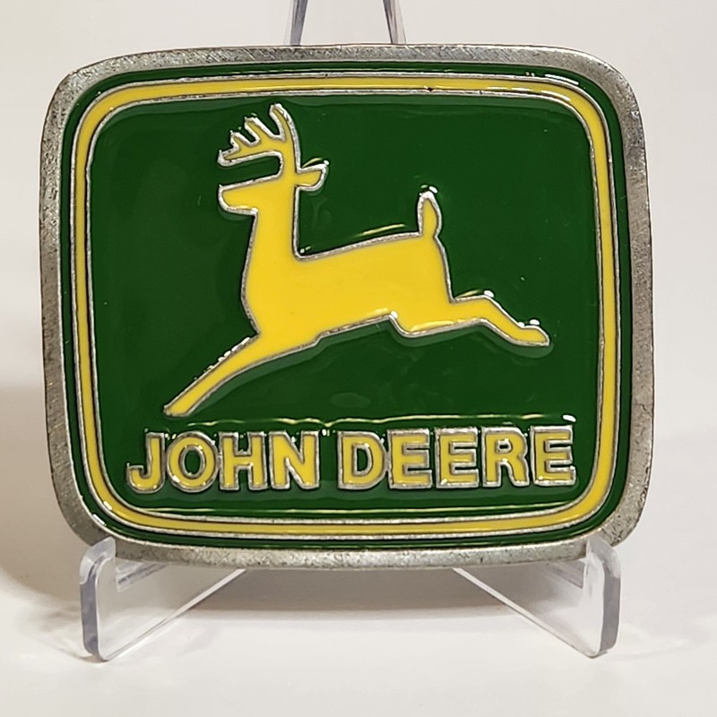 Paul Frank JOHN DEERE Leaping Deer Logo Belt Buckle – Green Yellow Enamel – USA