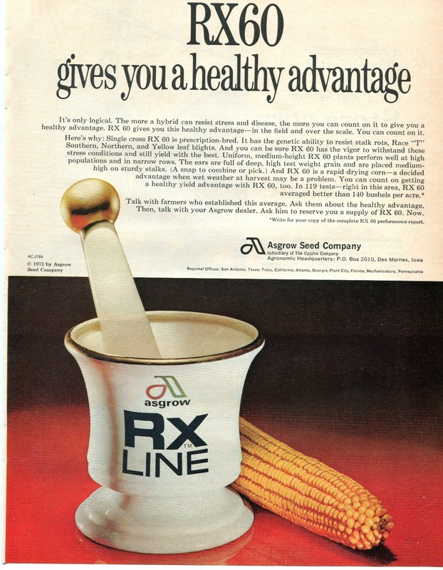 1972 Print Ad of Asgrow RX60 Hybrid Corn Seed