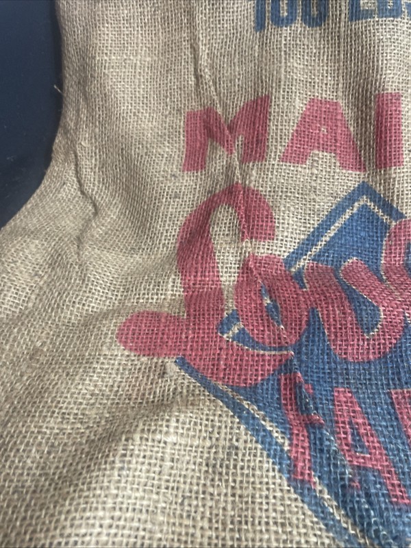 Vintage Maine Lovely Farms Burlap Potato Sack 100lb ~ 21” x 36” Americana gallery