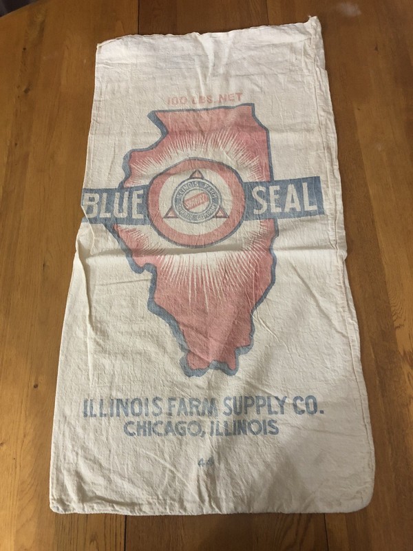 Vintage Blue Seal Corn Seed Sack Bag Man Cave Illinois Farm Supply Chicago IL