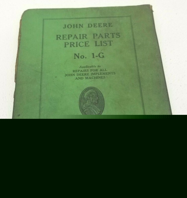 ORIGINAL 1942 JOHN DEERE REPAIR PART PRICE LIST No.1-G Nice JD Binder +updates gallery