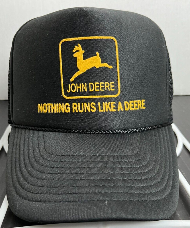 Vintage John Deere Hat Cap Black Mesh Snapback Foam Rope Nissin Tag