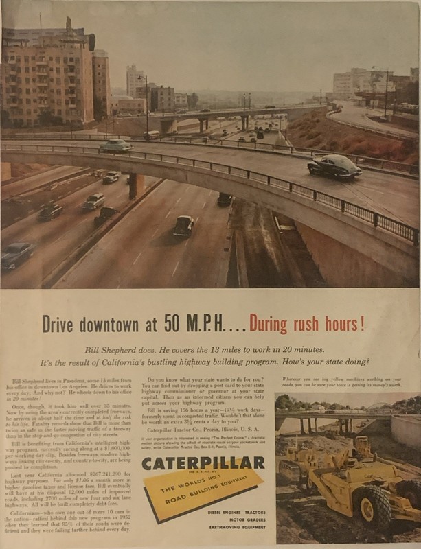1955 Caterpillar PRINT AD California Highway Program VTG 1950s Bill Shepherd