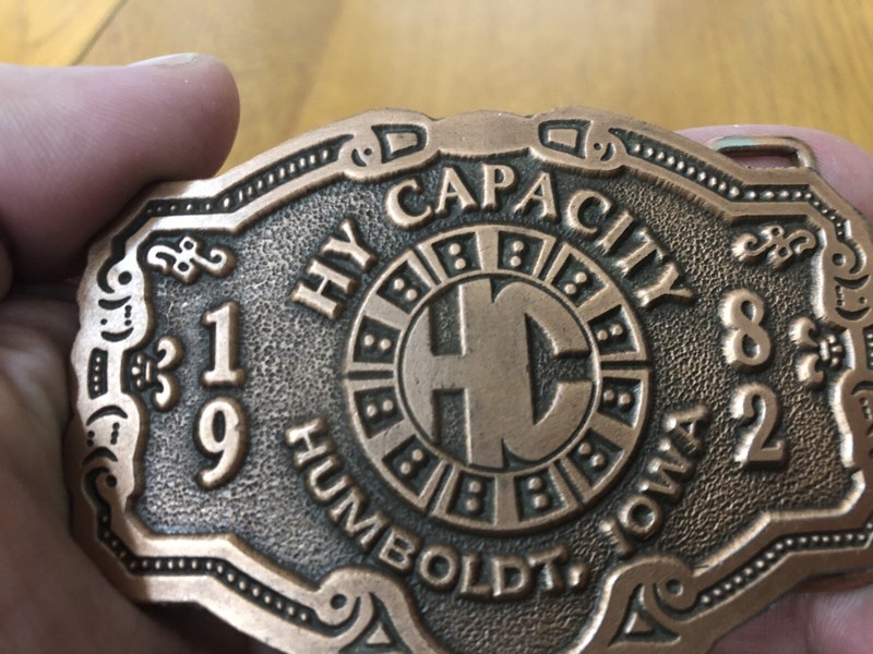 Vintage 1982 Hy Capacity Copper Limited Ed Belt Buckle Ag Equipment Humboldt IA gallery