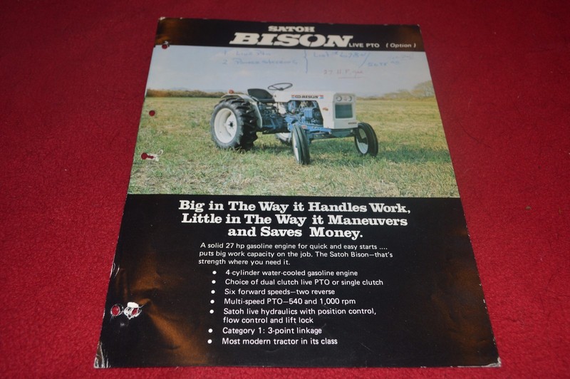 Satoh Bison Live PTO Tractor Dealer Brochure CDIL