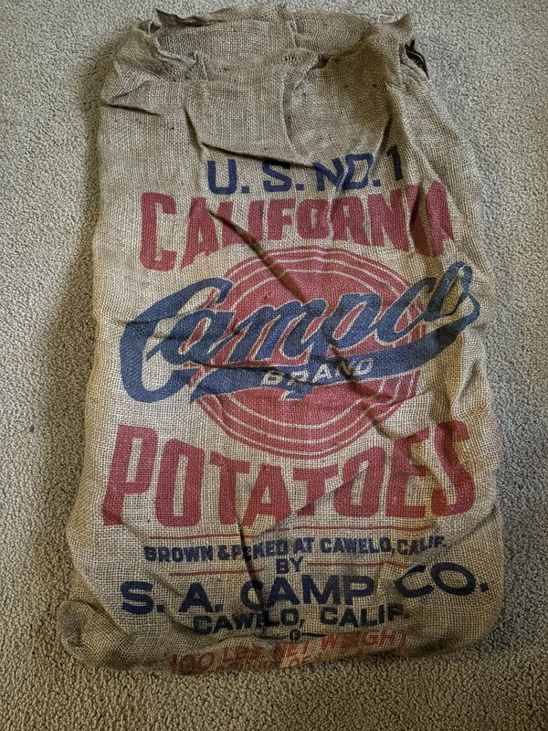 California CAMPCO Potatoes 100lbs Burlap Sack Bag Gunnysack