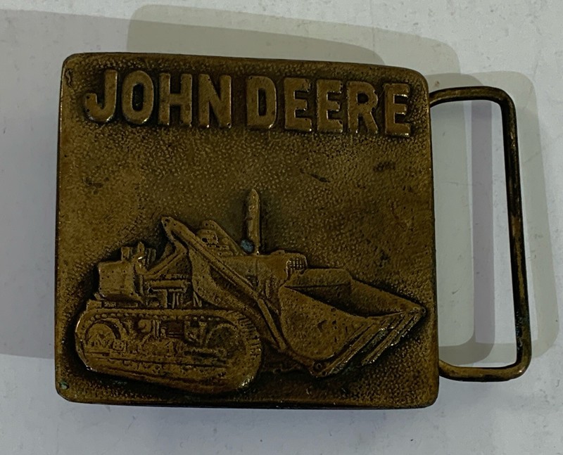 John Deere Crawler Tractor Bulldozer JD Dozer Loader 70s Belt Buckle