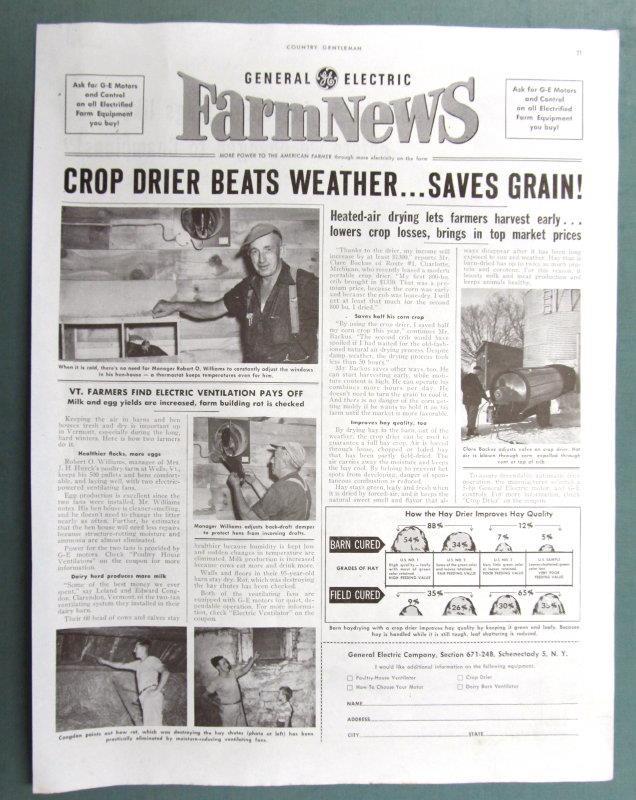 Original 1952 GE News Photo Endorsed Ad Features Robert Williams, Wells Vermont
