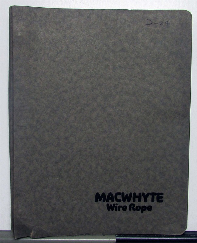 1928 Macwhyte Wire Rope Diagrams Specifications Construction Info Binder