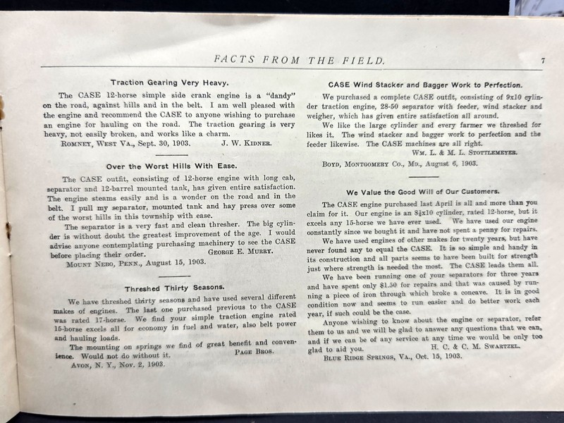1903 Case Threshing Machine Agricultural Tractor Co. Product Viewbook Catalog gallery