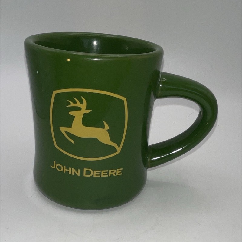 VTG John Deere Green Ceramic Coffee Mug Cup with Yellow Deer Logo