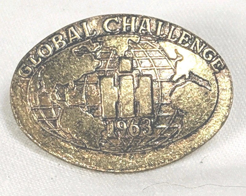 1963 International Harvester Lapel Pin Global Challenge Gold Tone RARE HTF
