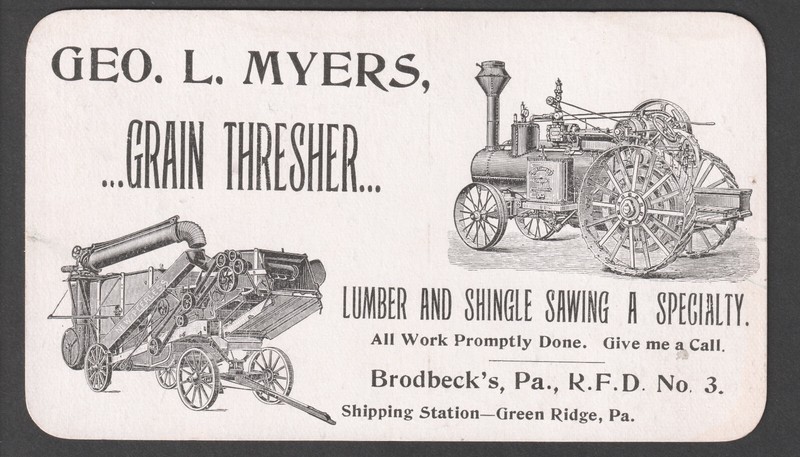 Antique Frick Tractor Steam Traction Engine Myers Grain Thresher Farm Trade Card gallery