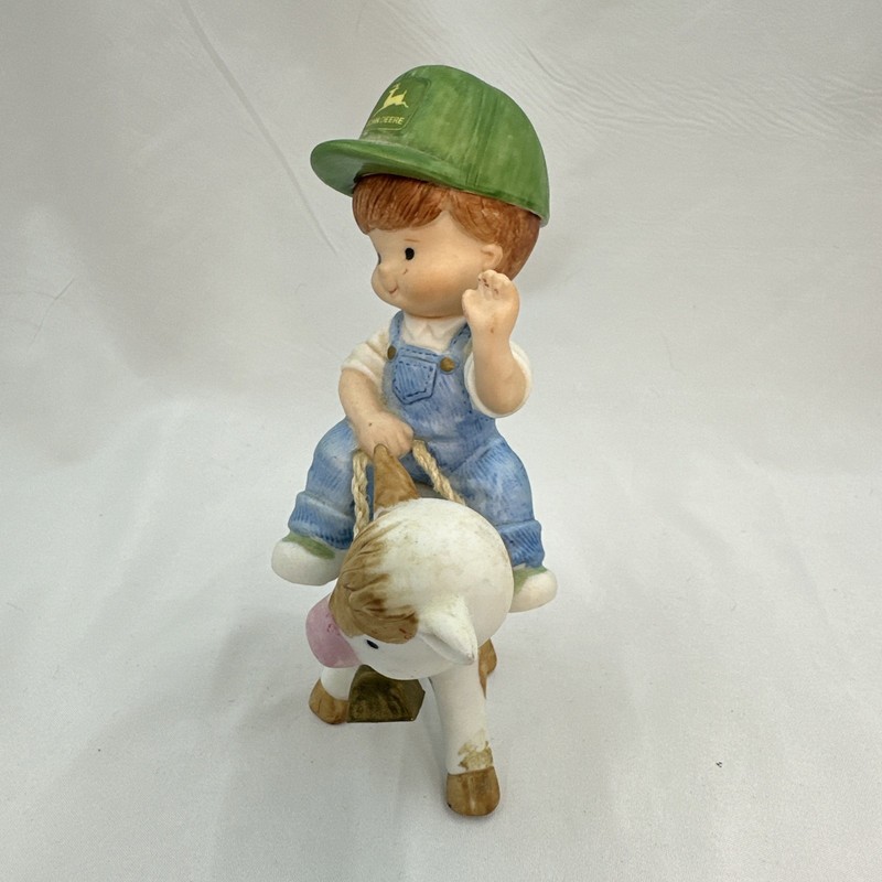 1999 Deere & Company Licensed 5" Figures Boy On Cow John Deere Bell Rings gallery