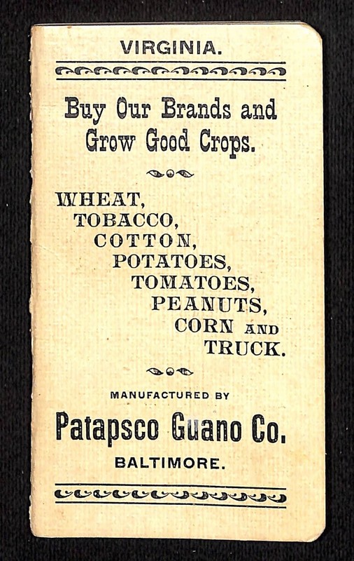 Timber Ridge, VA Jas. H. Lackey Patapsco Guano Co. Booklet 20pp + Blank c1910