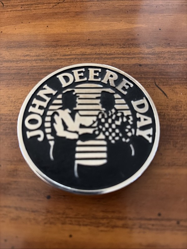 John Deere Day Belt Buckle Silver Black Round Farmer New 1990