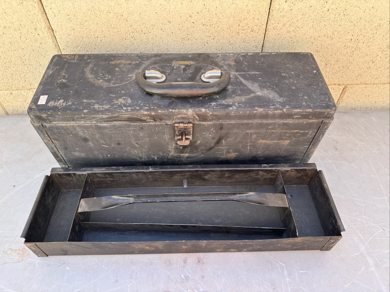 Vintage Original John Deere Tractor Tool Box Toolbox Black Metal 4020 4440 3020