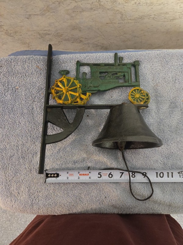 Vintage Antique Cast Iron John Deere Dinner Bell With Mounting Bracket gallery