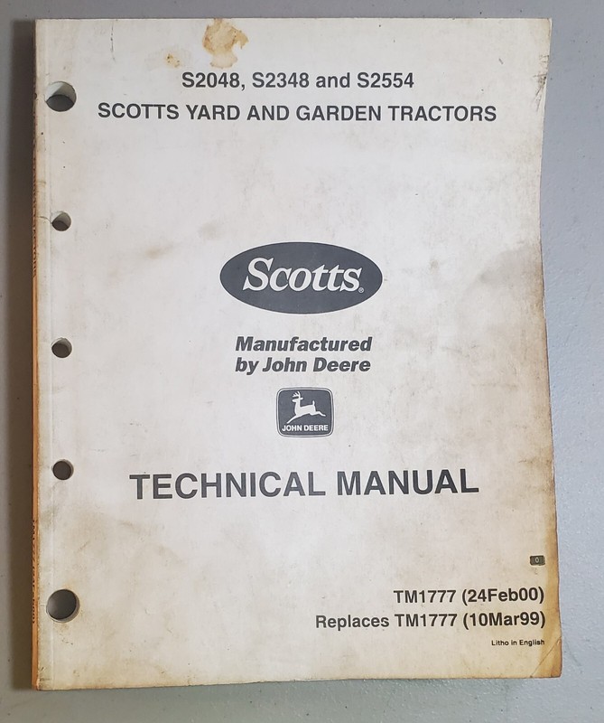 John Deere Scotts Lawn and Garden Tractors TM1777 Technical Manual 2000
