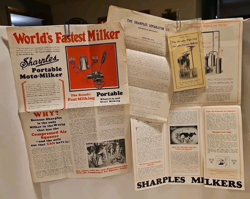 Sharples Milker advertising dealer paper L@@K cream separator West Chester PA lo