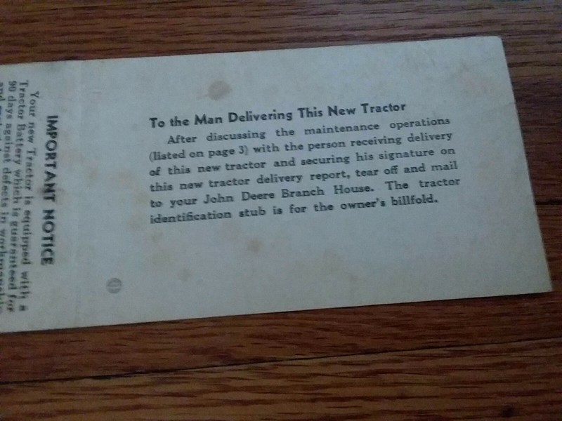 Vintage John Deere Tractor Delivery Ticket 1956 Wallet Farm ID Card gallery