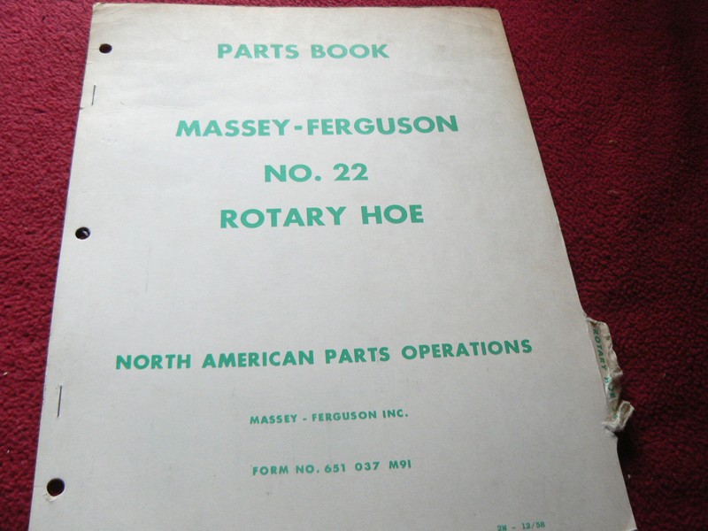 Massey Ferguson 22 Rotary Hoe Original Dealer’s Parts Book