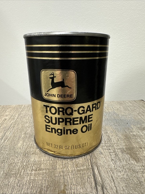 John Deere Torq-Gard Supreme Engine Oil Can Vintage 1 Quart Vintage Advertising