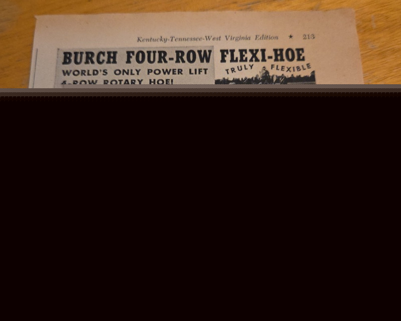 Burch Four Row Flexi Hoe Vintage 1953 Print Ad 4 Row Rotary Hoe Farming
