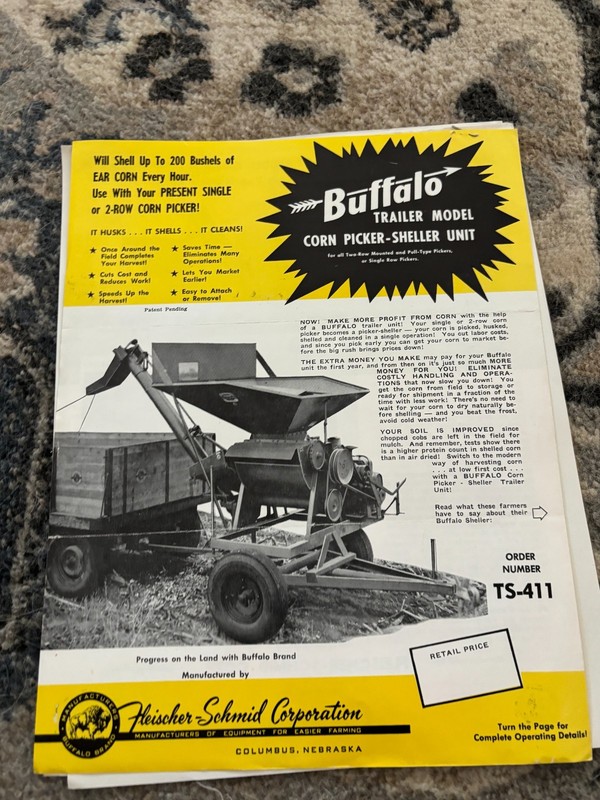 Buffalo Trailer Model Corn Picker Sheller Unit Brochure FCCA25