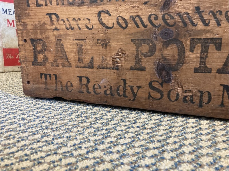 Vintage Wooden Crate Pennsylvania Salt Mfg. Philadelphia PA Ball Potash Soap Box gallery