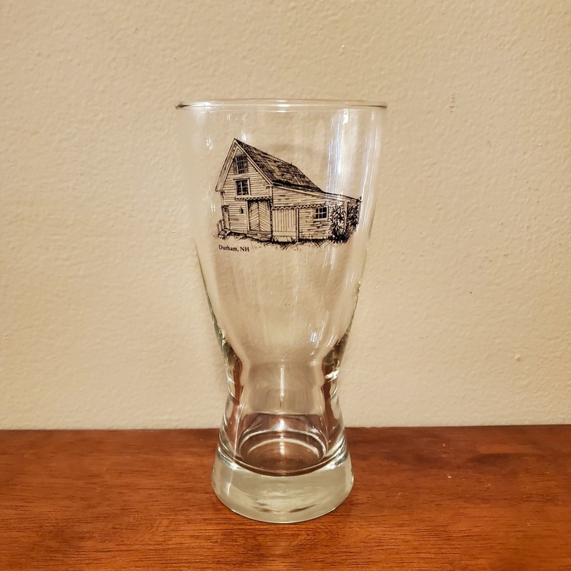 Vintage Durham New Hampshire NH Pilsner Glass Beer Glass Barn Drinking Glass