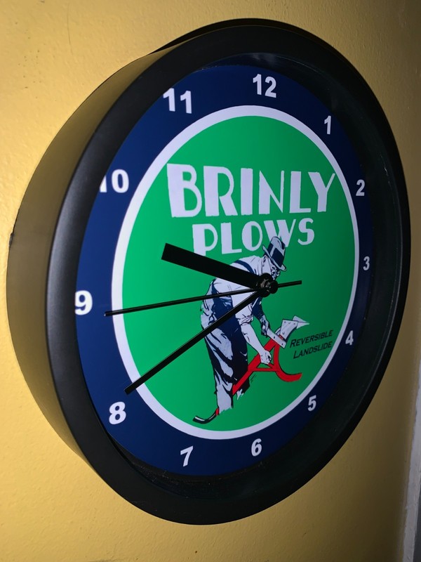 Brinly Plows Farm Implements Tractor Barn Garage Man Cave Bar Clock Retro Sign gallery