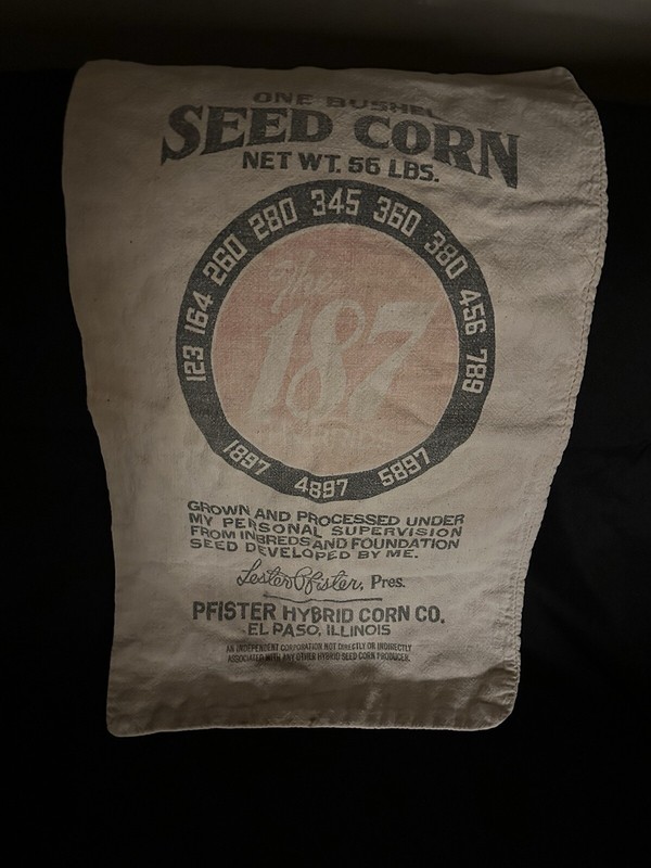 PFISTER HYBRID CORN CO. CLOTH FEED/SEED SACK El Paso, Illinois 