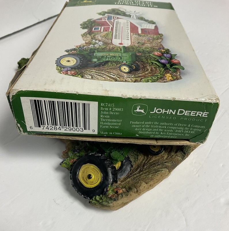 JOHN DEERE Tractor Farm Scene Wall Thermometer Licensed Barn Windmill ManCave gallery