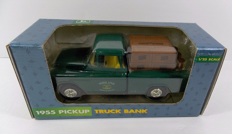 Ertl 1955 Chevy Pickup Truck Bank 1/25 Scale John Deere Midland Implement # 5614 gallery