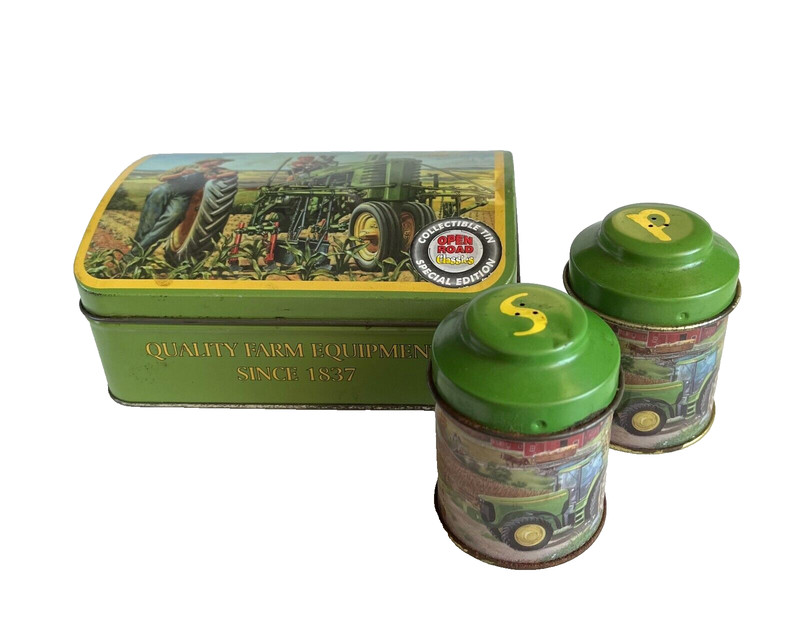 John Deere Moline, Ill. Special Edition Collector Tin w/Salt & Pepper Shaker Set