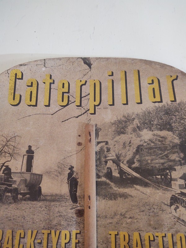 Vintage CATERPILLAR ADVERTISING FAN Diesel Track-Type Traction Tractor cardboard gallery