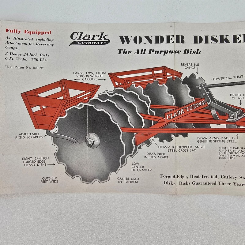 1930s Clark Cutaway Harrow Wonder Disker Brochure Farm Implement Higganum CT gallery