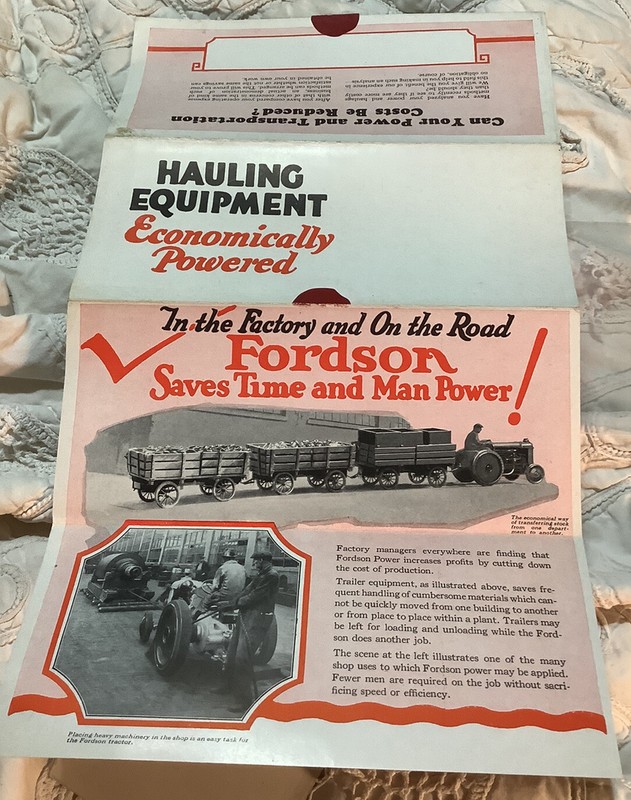 VINTAGE FORDSON TRACTOR HAULING EQUIPMENT SALES FOLDER BROCHURE NOS
