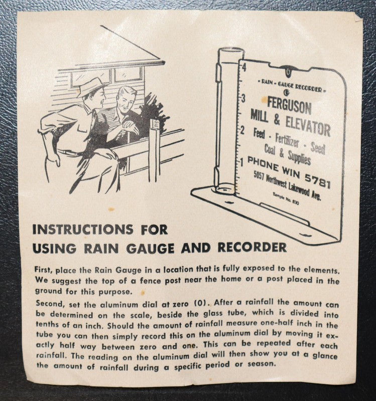 NOS VINTAGE FARMERS UNION CO-OP GRAND ISLAND NE, RAIN GUAGE AND RECORDER, IN BOX gallery