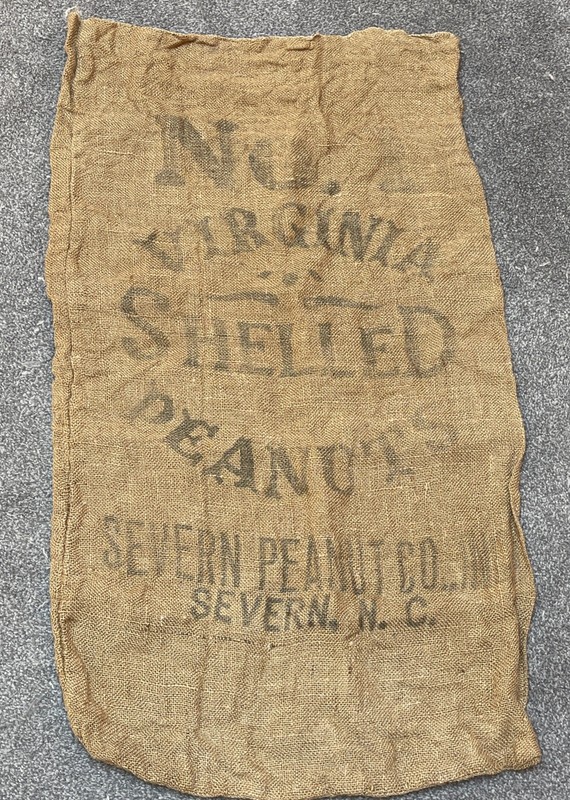 Vintage Severn Peanut Co., Inc. “Shelled Peanuts” Large Burlap Sack 36” x 21”