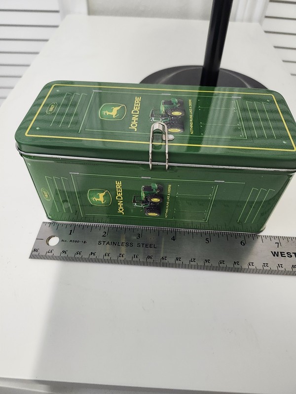 John Deere Green Metal Piggy Bank .