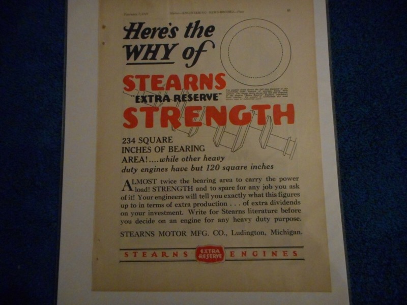 1929 Stearns Engines Advertisement: Extra Reserve Engines Featured