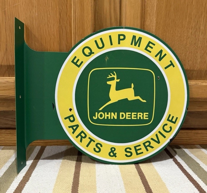 John Deere Flange Sign Parts Service Equipment Vintage Style Wall Decor